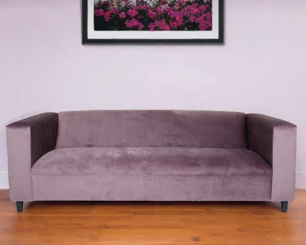Homeroots 72" Lavender Velvet Sofa With Black Legs   530475