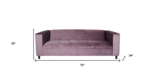 Homeroots 72" Lavender Velvet Sofa With Black Legs   530475