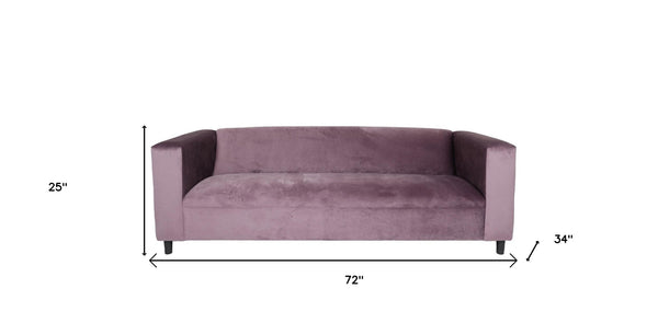 Homeroots 72" Lavender Velvet Sofa With Black Legs   530475