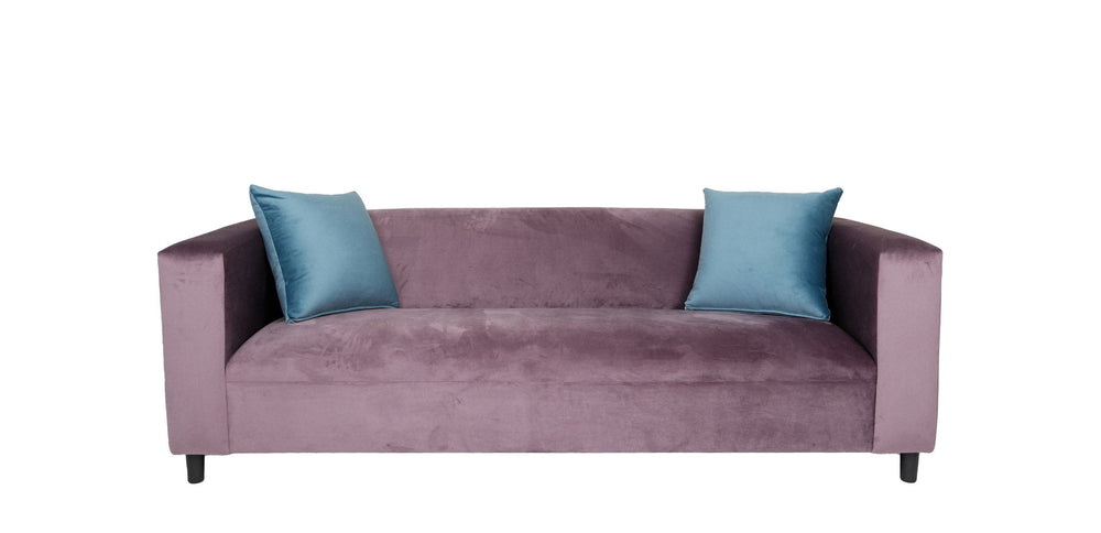 Homeroots 72" Lavender Velvet Sofa And Toss Pillows With Black Legs   530476