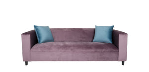 Homeroots 72" Lavender Velvet Sofa And Toss Pillows With Black Legs   530476