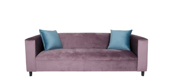 Homeroots 72" Lavender Velvet Sofa And Toss Pillows With Black Legs   530476