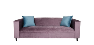 Homeroots 72" Lavender Velvet Sofa And Toss Pillows With Black Legs   530476