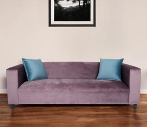 Homeroots 72" Lavender Velvet Sofa And Toss Pillows With Black Legs   530476