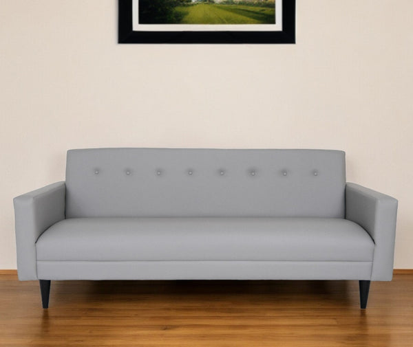 Homeroots 80" Gray Faux Leather Sofa With Black Legs   530477