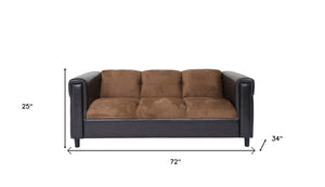 Homeroots 72" Brown Chenille Sofa With Black Legs   530479