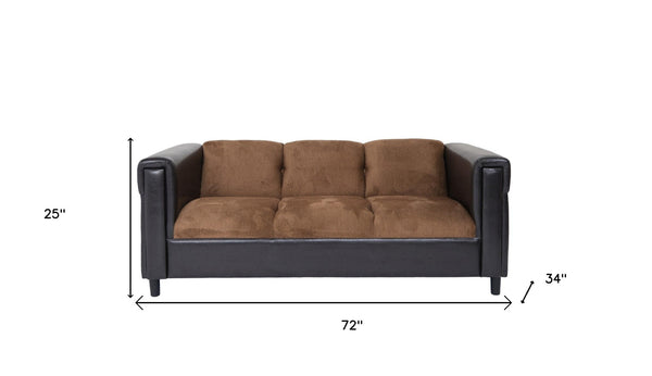Homeroots 72" Brown Chenille Sofa With Black Legs   530479
