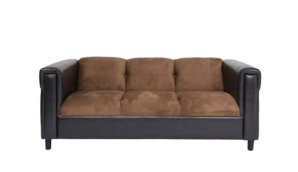 Homeroots 72" Brown Chenille Sofa With Black Legs   530479