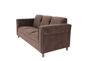 Homeroots 72" Dark Brown Suede Sofa With Black Legs   530480