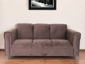 Homeroots 72" Dark Brown Suede Sofa With Black Legs   530480