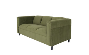 Homeroots 72" Moss Green Suede Sofa With Black Legs Green  530481