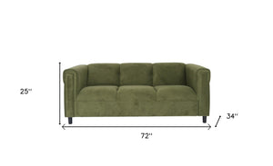 Homeroots 72" Moss Green Suede Sofa With Black Legs Green  530481