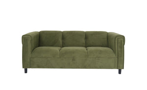 Homeroots 72" Moss Green Suede Sofa With Black Legs Green  530481