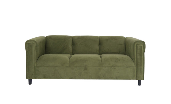 Homeroots 72" Moss Green Suede Sofa With Black Legs Green  530481