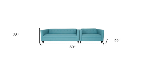 Homeroots Two Piece Teal Blue Polyester Blend Seating Set   530482