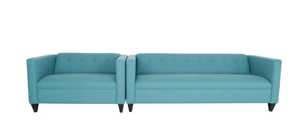 Homeroots Two Piece Teal Blue Polyester Blend Seating Set   530482