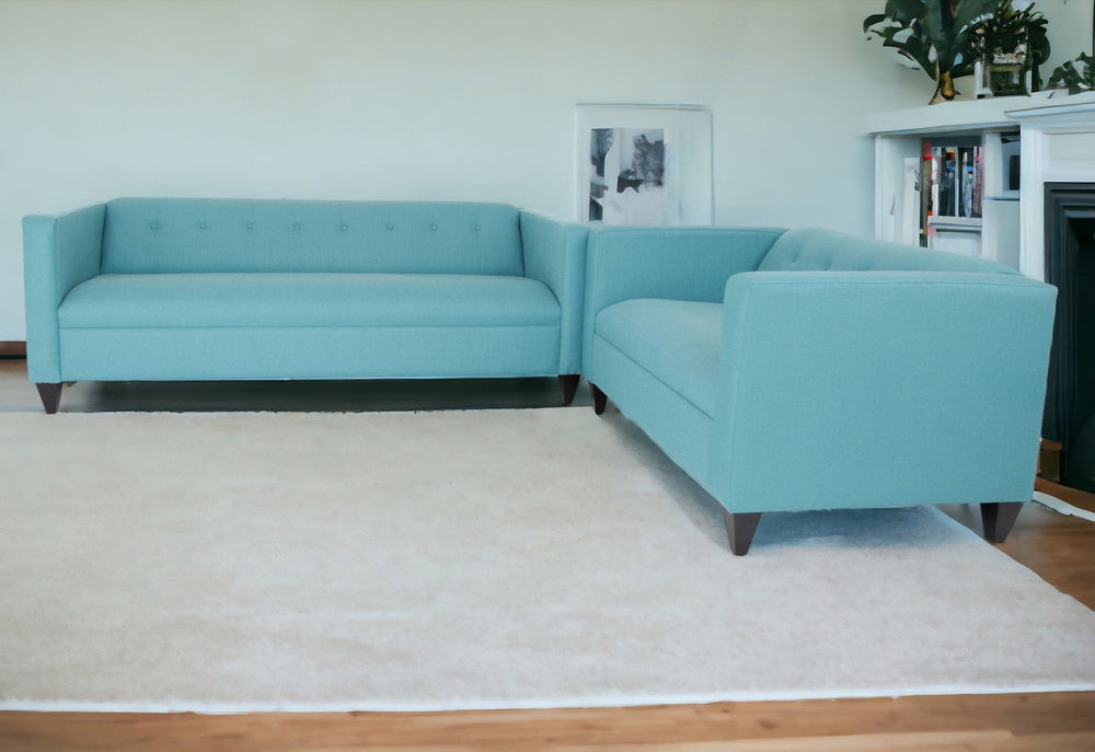 Homeroots Two Piece Teal Blue Polyester Blend Seating Set   530482