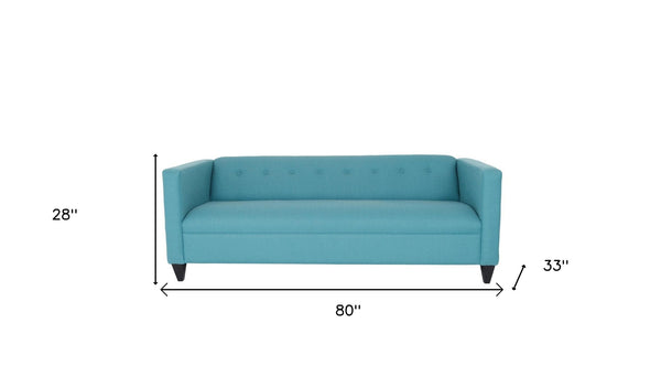 Homeroots 80" Teal Blue Polyester Sofa With Black Legs Teal  530483