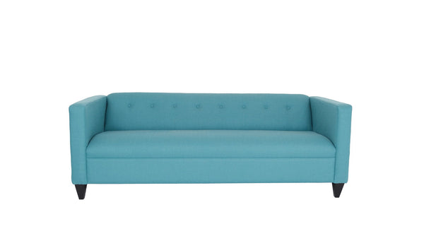 Homeroots 80" Teal Blue Polyester Sofa With Black Legs Teal  530483