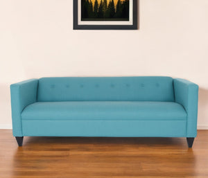 Homeroots 80" Teal Blue Polyester Sofa With Black Legs Teal  530483