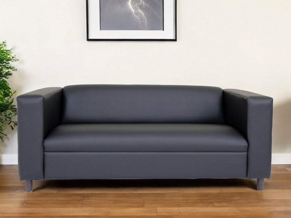 Homeroots 84" Black Faux Leather Sofa   530484