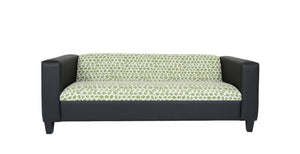 Homeroots 84" Green And White Faux Leather Geometric Sofa With Black Legs Multicolor  530485