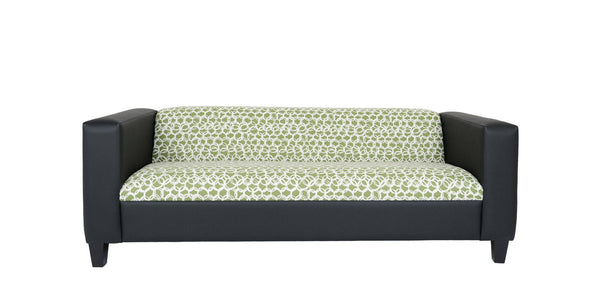 Homeroots 84" Green And White Faux Leather Geometric Sofa With Black Legs Multicolor  530485