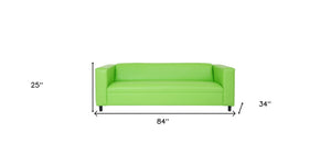 Homeroots 84" Green Faux Leather Sofa With Black Legs Green  530486