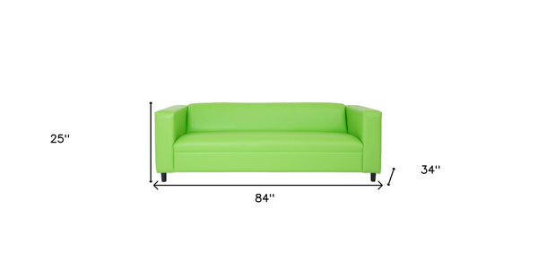 Homeroots 84" Green Faux Leather Sofa With Black Legs Green  530486