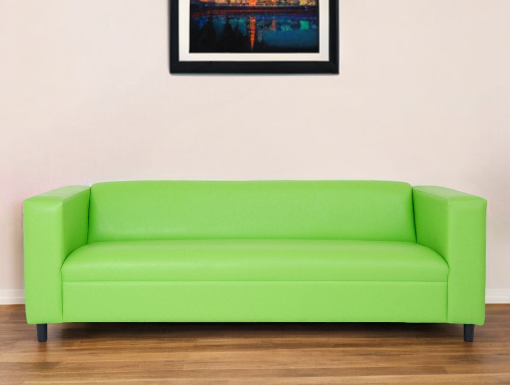 Homeroots 84" Green Faux Leather Sofa With Black Legs Green  530486