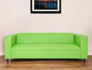 Homeroots 84" Green Faux Leather Sofa With Black Legs Green  530486