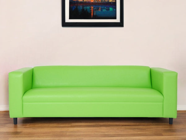 Homeroots 84" Green Faux Leather Sofa With Black Legs Green  530486