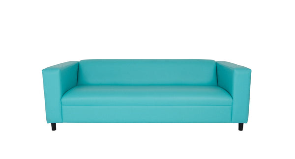 Homeroots 84" Teal Blue Faux Leather Sofa With Black Legs Teal  530488