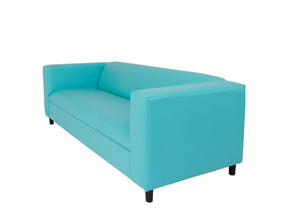 Homeroots 84" Teal Blue Faux Leather Sofa With Black Legs Teal  530488