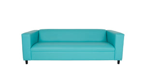 Homeroots 84" Teal Blue Faux Leather Sofa With Black Legs Teal  530488