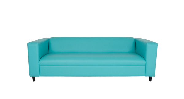 Homeroots 84" Teal Blue Faux Leather Sofa With Black Legs Teal  530488