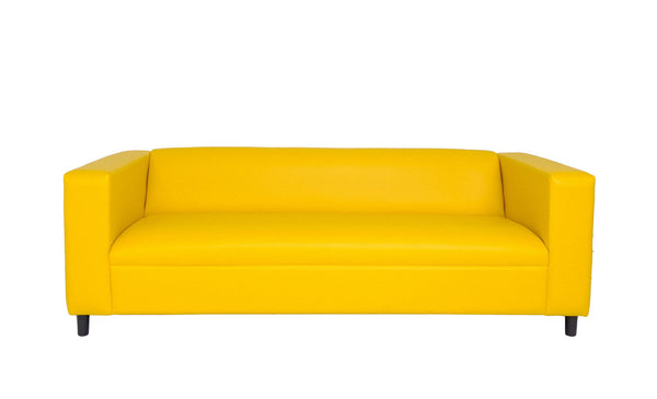 Homeroots 84" Yellow Faux Leather Sofa With Black Legs Yellow  530489