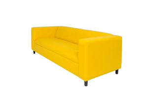 Homeroots 84" Yellow Faux Leather Sofa With Black Legs Yellow  530489