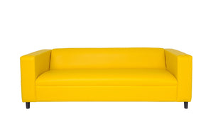 Homeroots 84" Yellow Faux Leather Sofa With Black Legs Yellow  530489