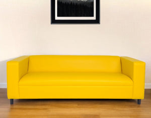 Homeroots 84" Yellow Faux Leather Sofa With Black Legs Yellow  530489