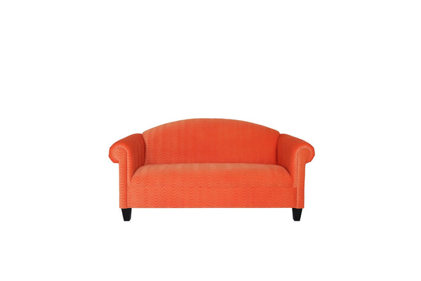 Homeroots 92" Orange Velvet Sofa With Black Legs   530490