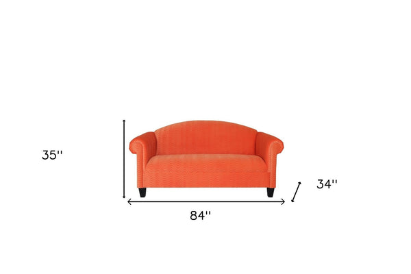 Homeroots 92" Orange Velvet Sofa With Black Legs   530490
