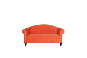Homeroots 92" Orange Velvet Sofa With Black Legs   530490