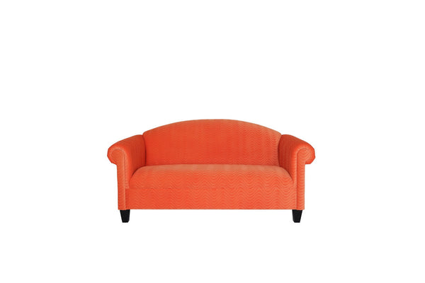 Homeroots 92" Orange Velvet Sofa With Black Legs   530490