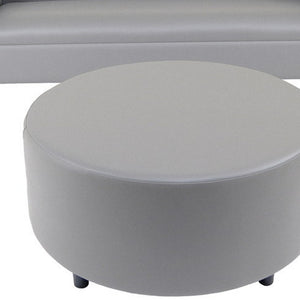 Homeroots 84" Gray Faux Leather Sofa With Ottoman With Black Legs   530491