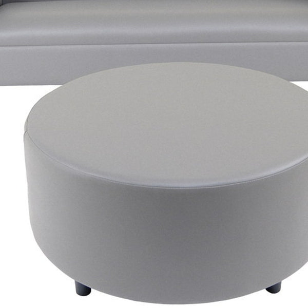 Homeroots 84" Gray Faux Leather Sofa With Ottoman With Black Legs   530491