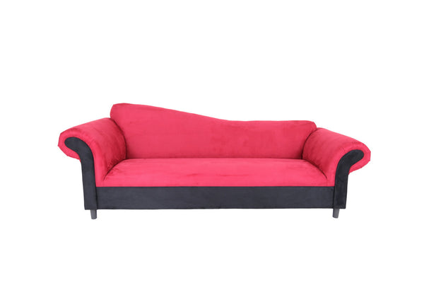 Homeroots 98" Red Velvet Settee With Black Legs   530492