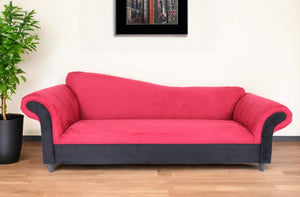 Homeroots 98" Red Velvet Settee With Black Legs   530492