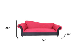 Homeroots 98" Red Velvet Settee With Black Legs   530492