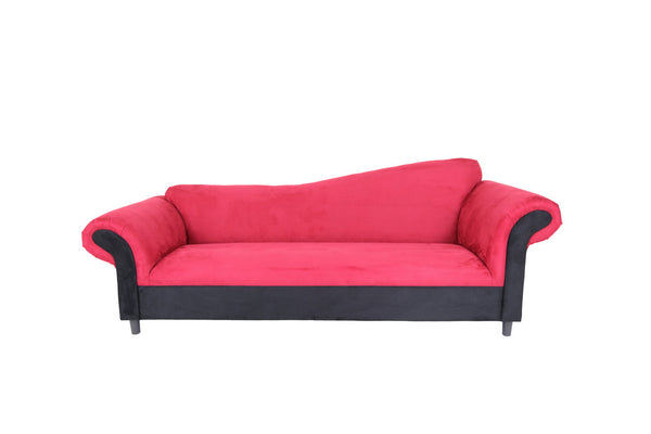 Homeroots 98" Red Velvet Settee With Black Legs   530492